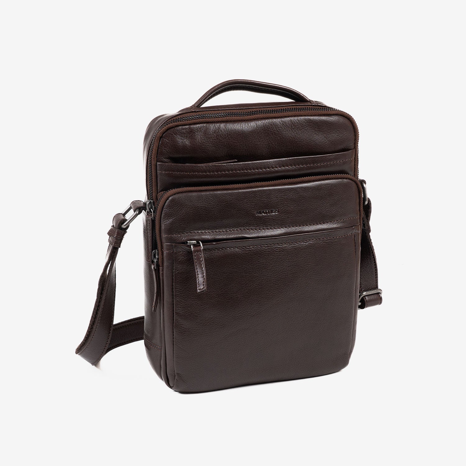 BOLSO BANDOLERA PARA HOMBRE, COLOR Marrón, COLECCIÓN COW SILKY/LEATHER. 24x30 cm