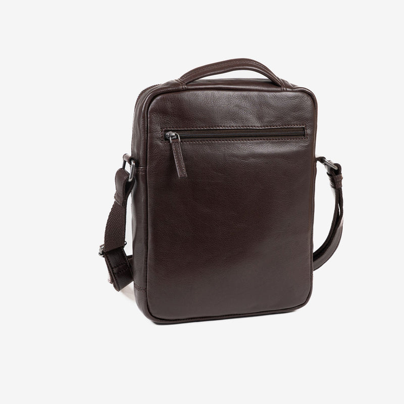 BOLSO BANDOLERA PARA HOMBRE, COLOR Marrón, COLECCIÓN COW SILKY/LEATHER. 24x30 cm