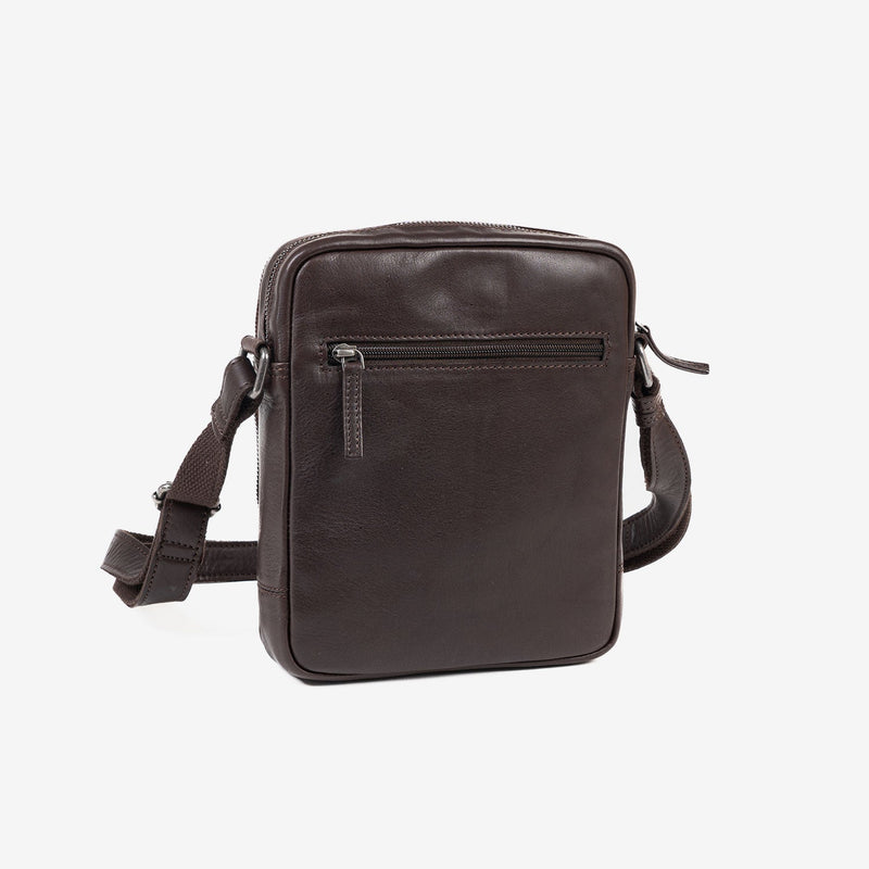 BOLSO BANDOLERA PARA HOMBRE, COLOR Marrón, COLECCIÓN COW SILKY/LEATHER. 19x24 cm