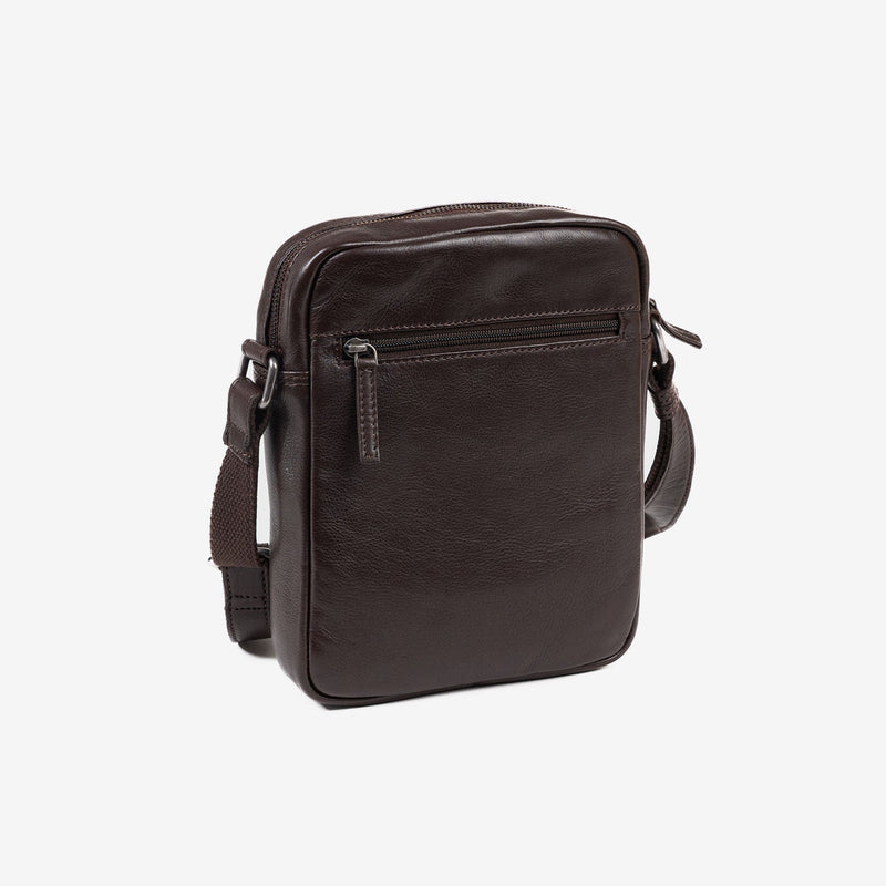 BOLSO BANDOLERA PARA HOMBRE, COLOR Marrón, COLECCIÓN COW SILKY/LEATHER. 21x26.5x5.5 cm