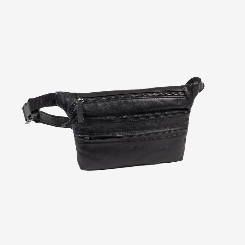 FANNY PACK FOR MEN, COLOR Black, COW SILKY/LEATHER COLLECTION. 28x15.5 cm