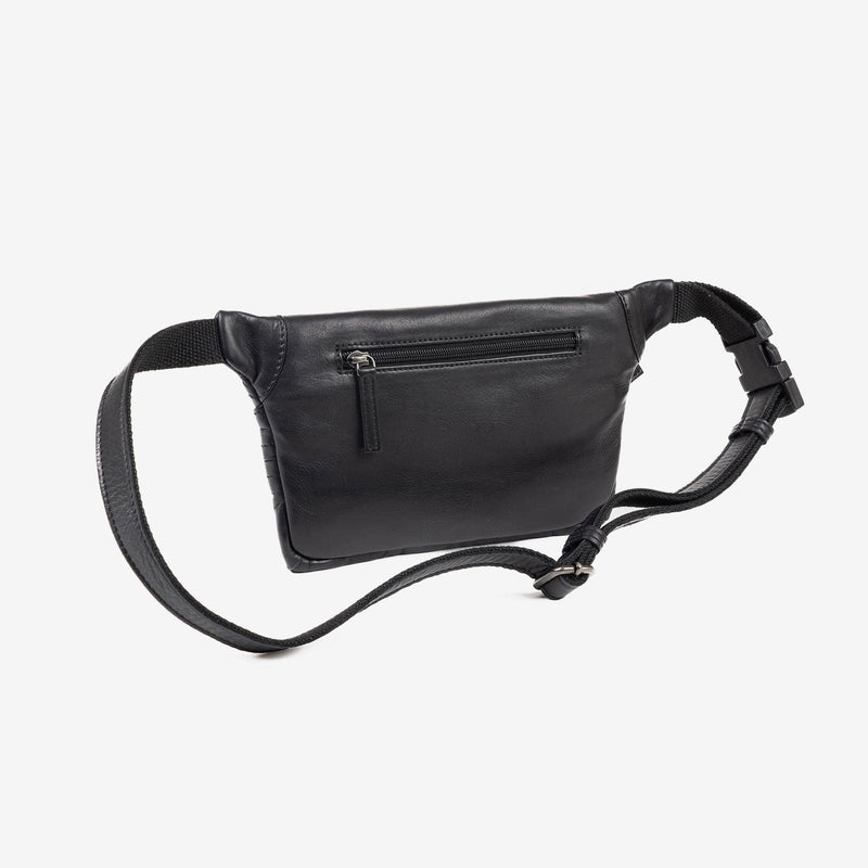 FANNY PACK FOR MEN, COLOR Black, COW SILKY/LEATHER COLLECTION. 28x15.5 cm