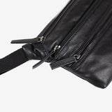 FANNY PACK FOR MEN, COLOR Black, COW SILKY/LEATHER COLLECTION. 28x15.5 cm