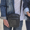 Men's crossbody bag, black color, Classic Sport Series. 19x23 cm
