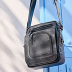 Men's crossbody bag, black color, Classic Sport Series. 19x23 cm