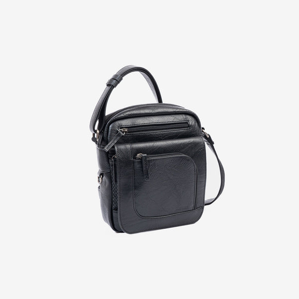 Men's crossbody bag, black color, Classic Sport Series. 19x23 cm