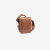 Men's crossbody bag, leather color, Classic Sport Series. 14x16 cm
