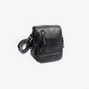 Men's crossbody bag, leather color, Classic Sport Series. 14x16 cm