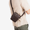 Men's crossbody bag, leather color, Classic Sport Series. 14x16 cm
