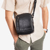 Men's crossbody bag, leather color, Classic Sport Series. 13.5x16 cm