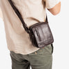 Men's crossbody bag, leather color, Classic Sport Series. 13.5x16 cm