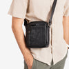 Men's crossbody bag, brown color, Youth Series. 17x22 cm
