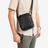 Men's crossbody bag, brown color, Youth Series. 16x20 cm