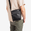 Men's crossbody bag, brown color, Youth Series. 17x22 cm