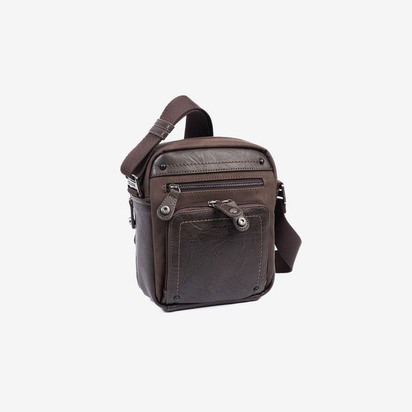 Men's crossbody bag, brown color, Youth Series. 17x22 cm