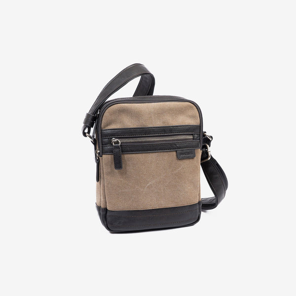 Bolso bandolera para hombre , color marrón, Serie Lona. 19x24 cm