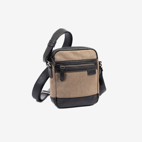 Men's crossbody bag, brown color, Canvas Series. 17x22 cm