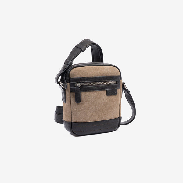 Bolso bandolera para hombre , color marrón, Serie Lona. 16x20 cm
