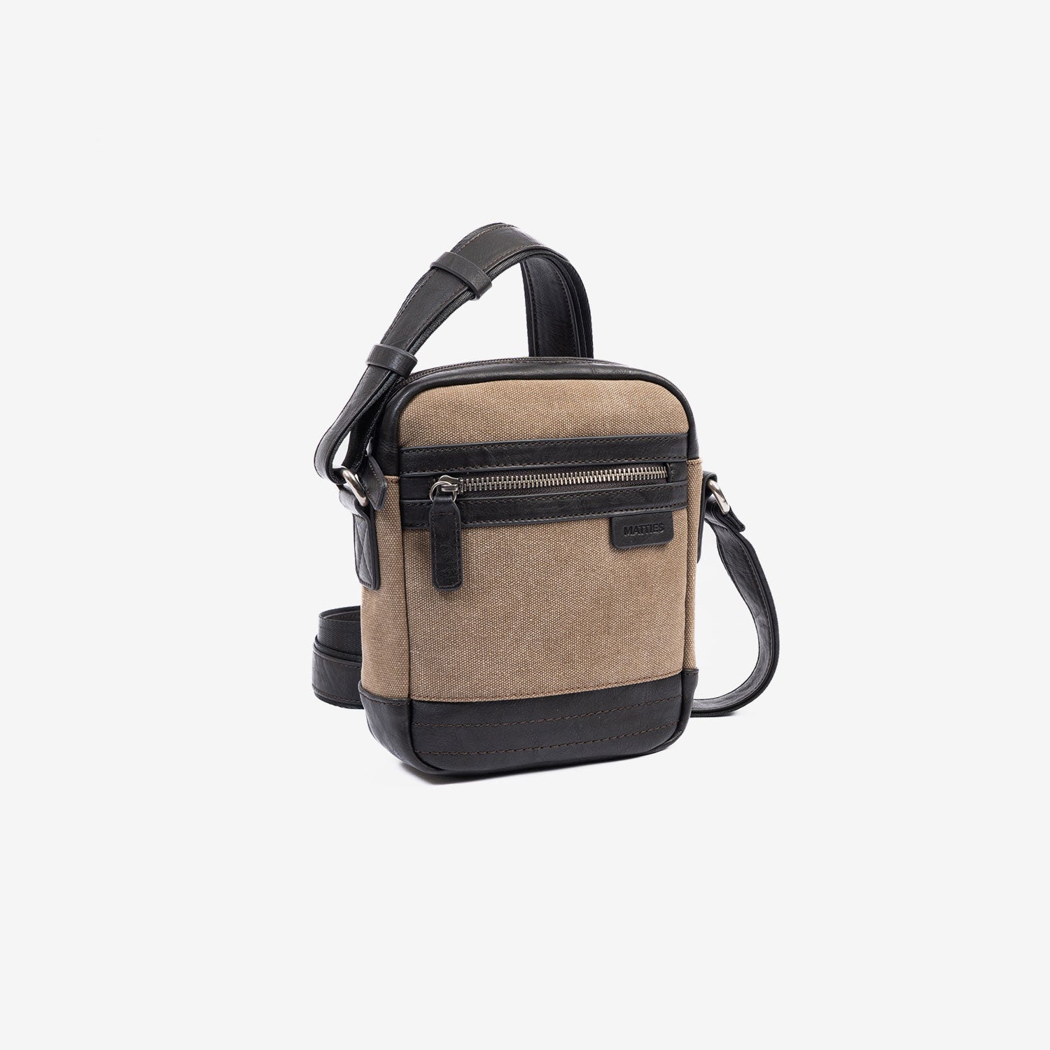 Bolso bandolera para hombre , color marrón, Serie Lona. 16x20 cm