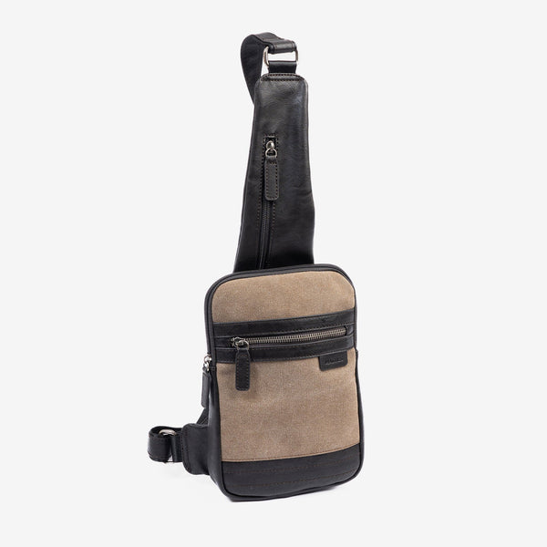 Men's crossbody bag, brown color, Canvas Series. 17x25 cm
