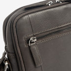 Men's crossbody bag, black color, Pioneer Leather Series. 18x21 cm