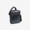 Bolso bandolera para hombre , color negro, Serie Pioneer Leather. 19x25 cm