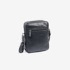 Bolso bandolera para hombre , color negro, Serie Pioneer Leather. 19x25 cm