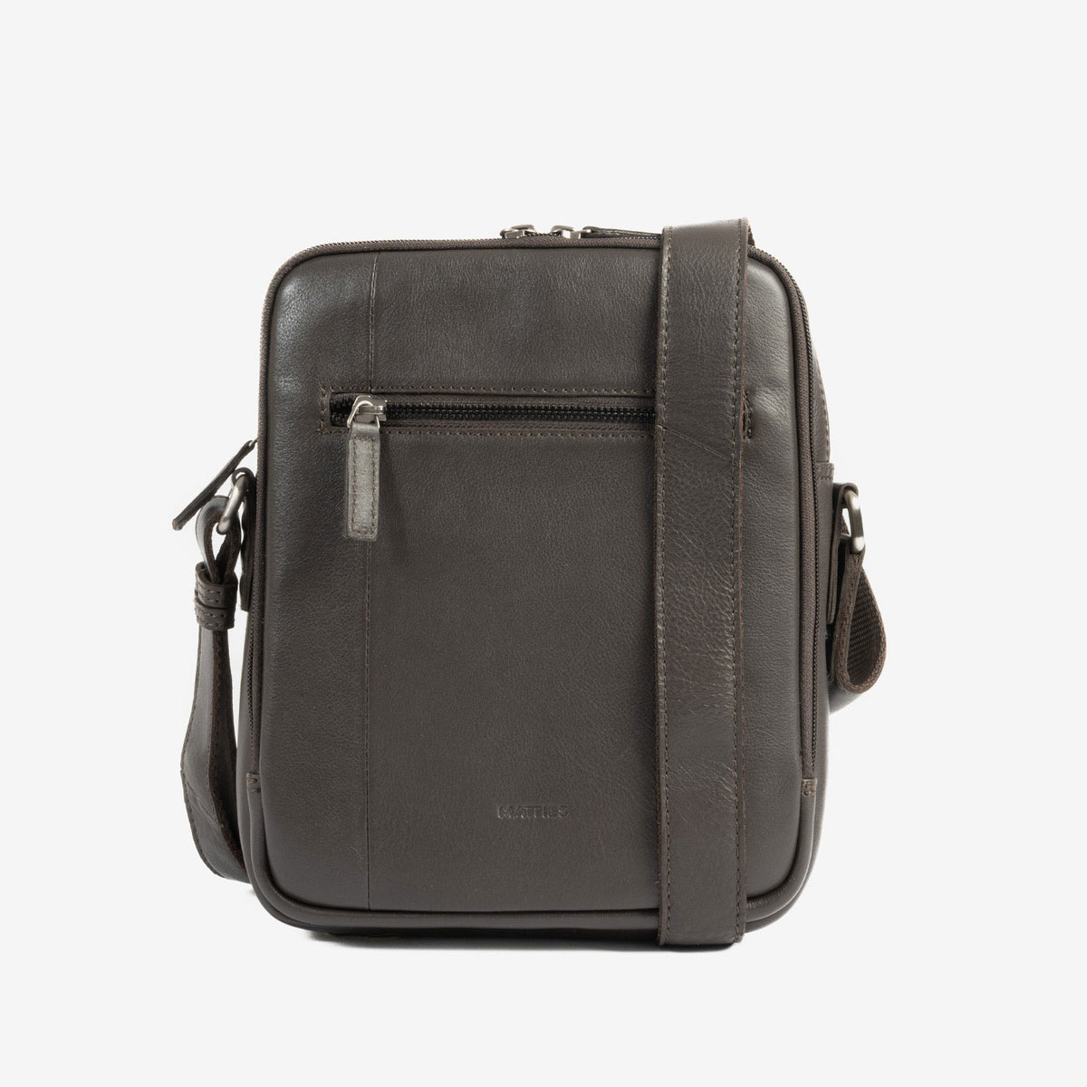 Men's crossbody bag, black color, Pioneer Leather Series. 19x25 cm