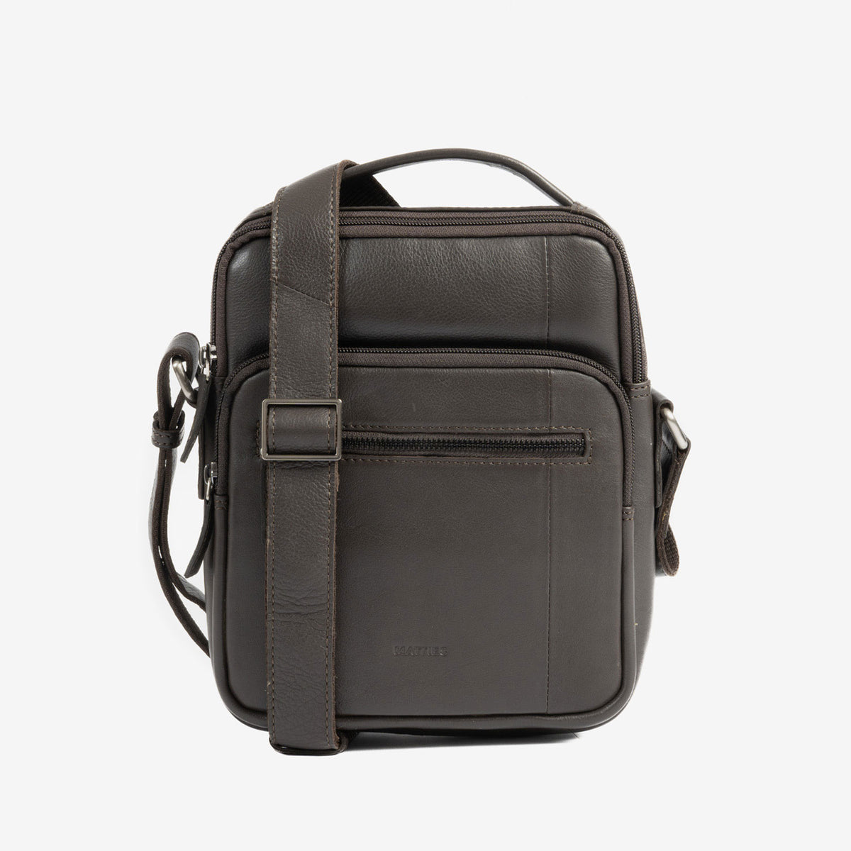 Men's crossbody bag, black color, Pioneer Leather Series. 19x24 cm