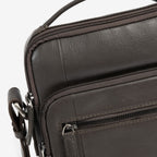 Men's crossbody bag, black color, Pioneer Leather Series. 19x24 cm