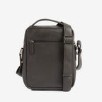 Men's crossbody bag, black color, Pioneer Leather Series. 19x24 cm