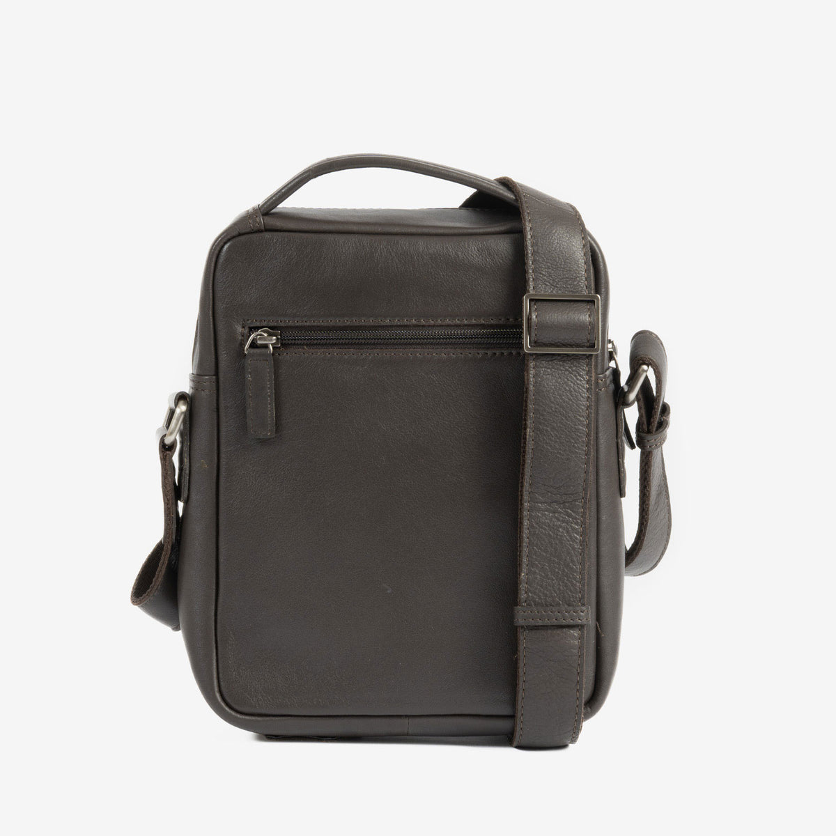 Men's crossbody bag, black color, Pioneer Leather Series. 19x24 cm