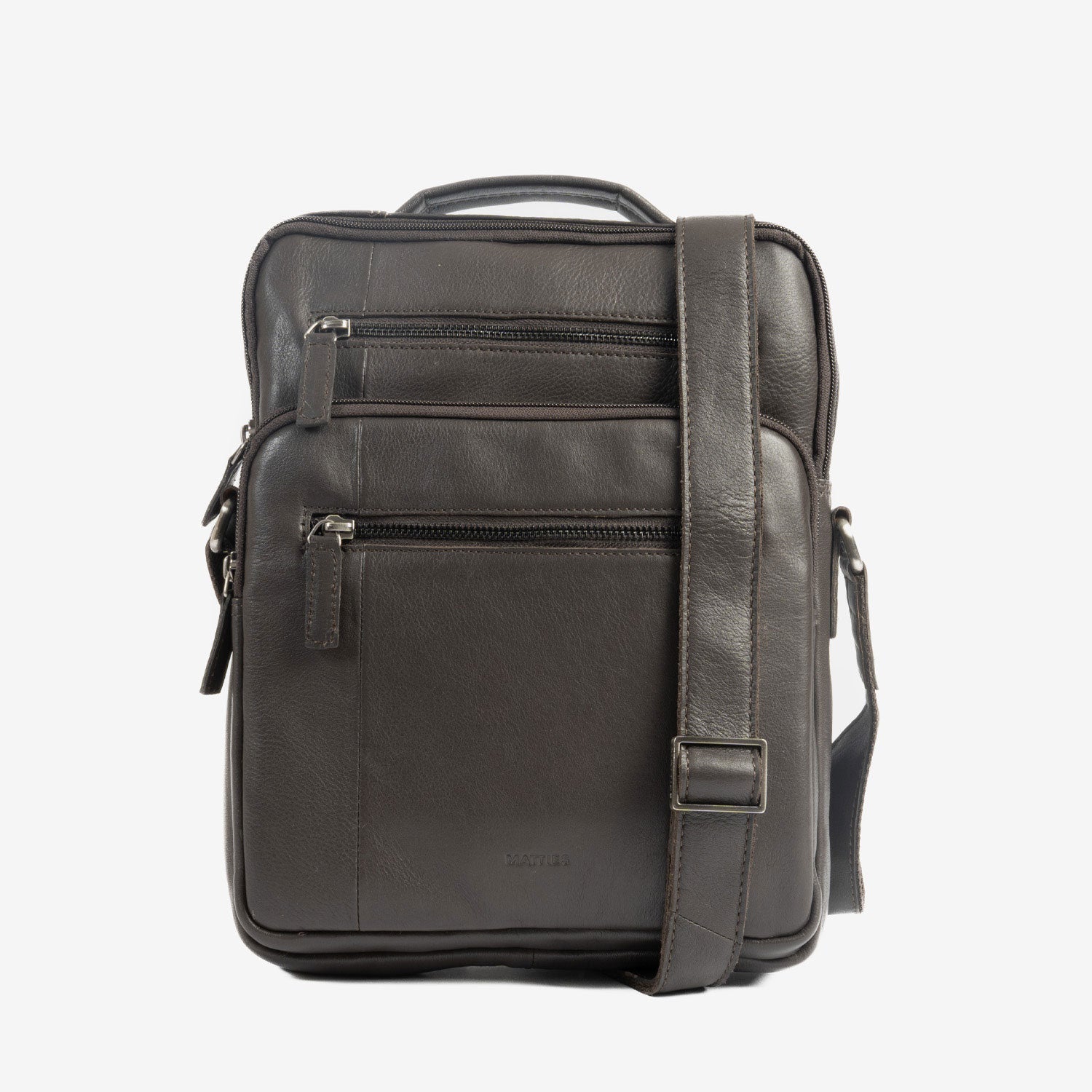 Men's crossbody bag, black color, Pioneer Leather Series. 24x30x07 cm