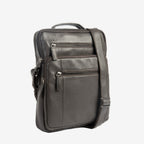 Men's crossbody bag, black color, Pioneer Leather Series. 24x30x07 cm