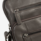 Men's crossbody bag, black color, Pioneer Leather Series. 24x30x07 cm