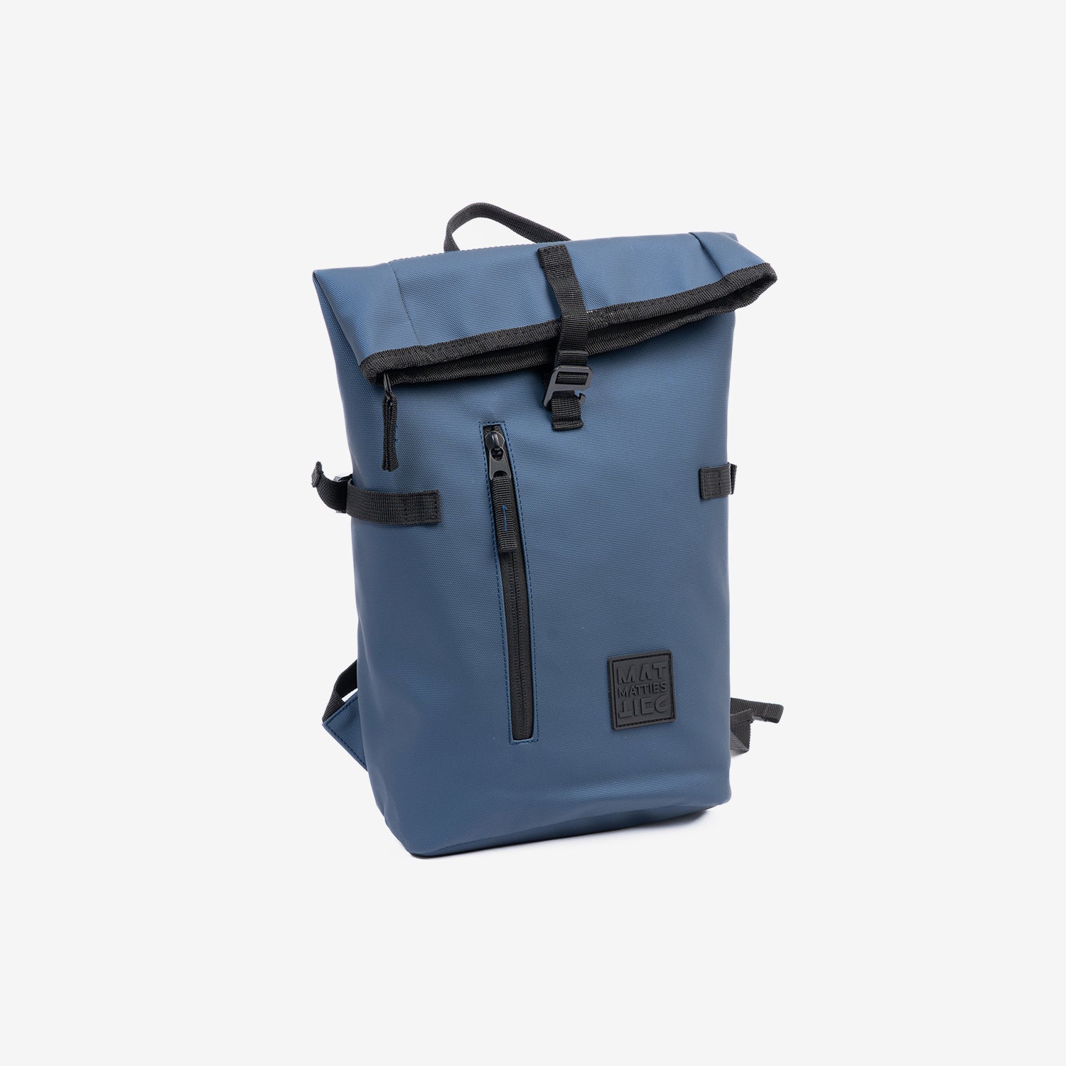Mochila compacta color azul, unisex, impermeable y perfecta para lo esencial. 22x35x9 cm