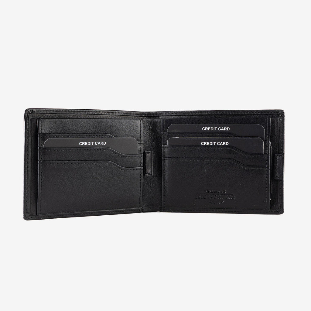 Billetero de piel para hombre, color negro, Serie spongy/leather. 12x9.5 cm - Matties Bags