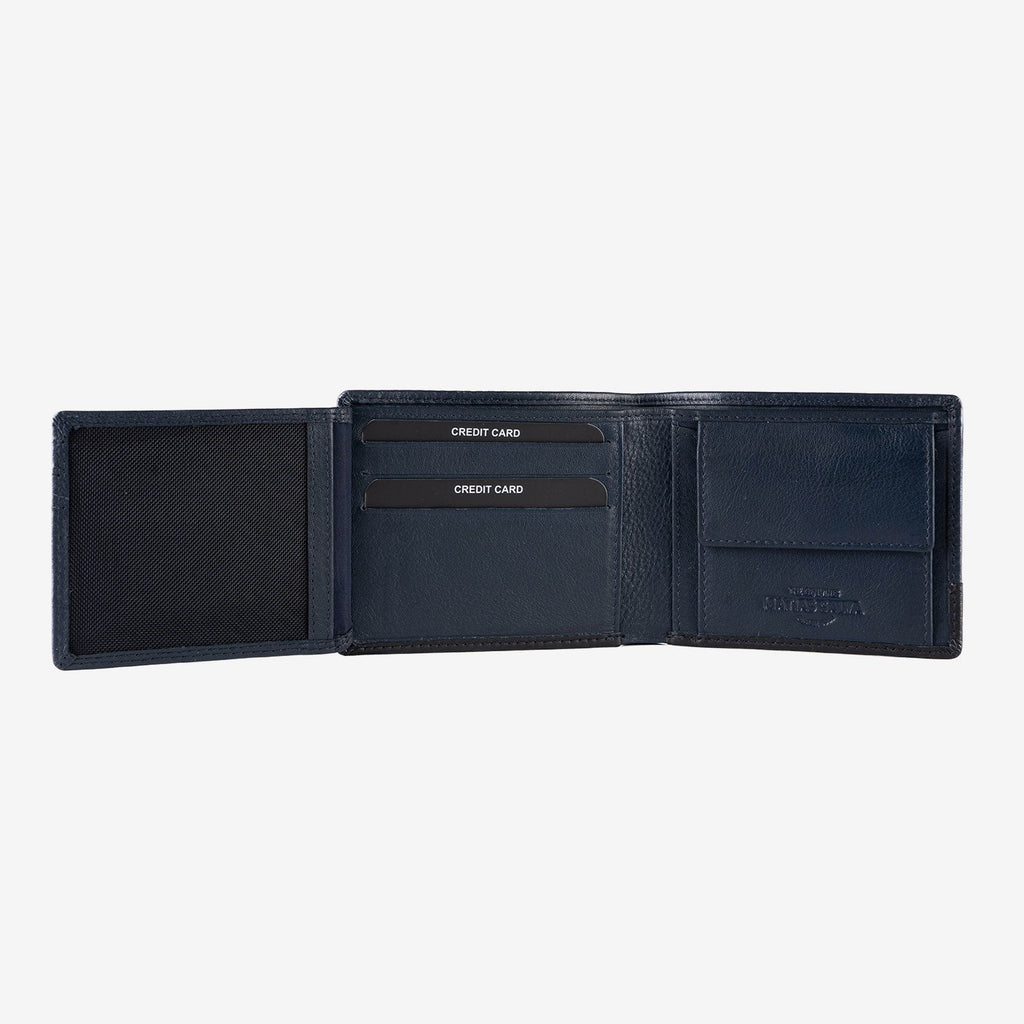 Billetero de piel para hombre, Serie grabada/leather. 11x9 cm - Matties Bags