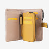 Billetero de piel para mujer, color beig, Serie laser leather. 14.5x10.5 cm - Matties Bags