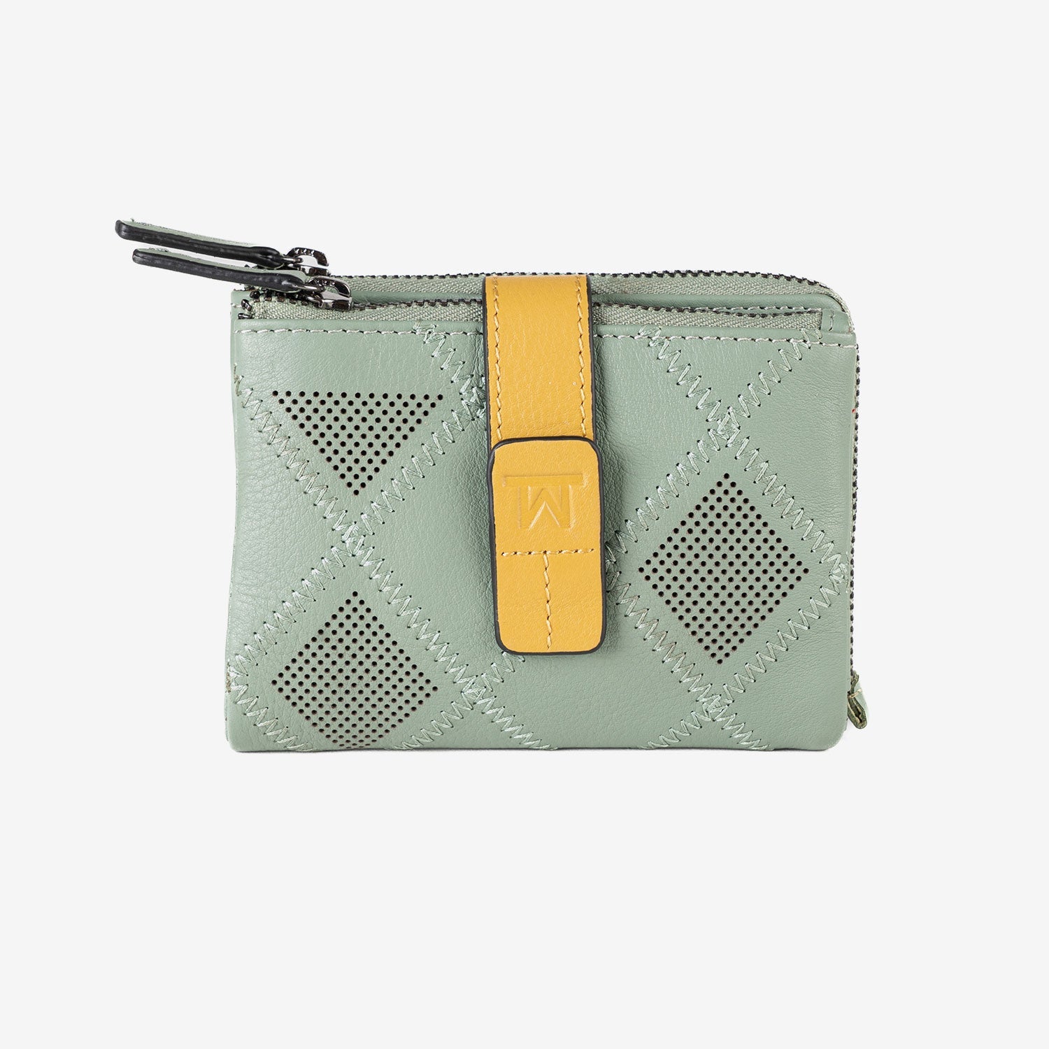 Billetero de piel para mujer, Serie laser leather. 12.5x09 cm - Matties Bags