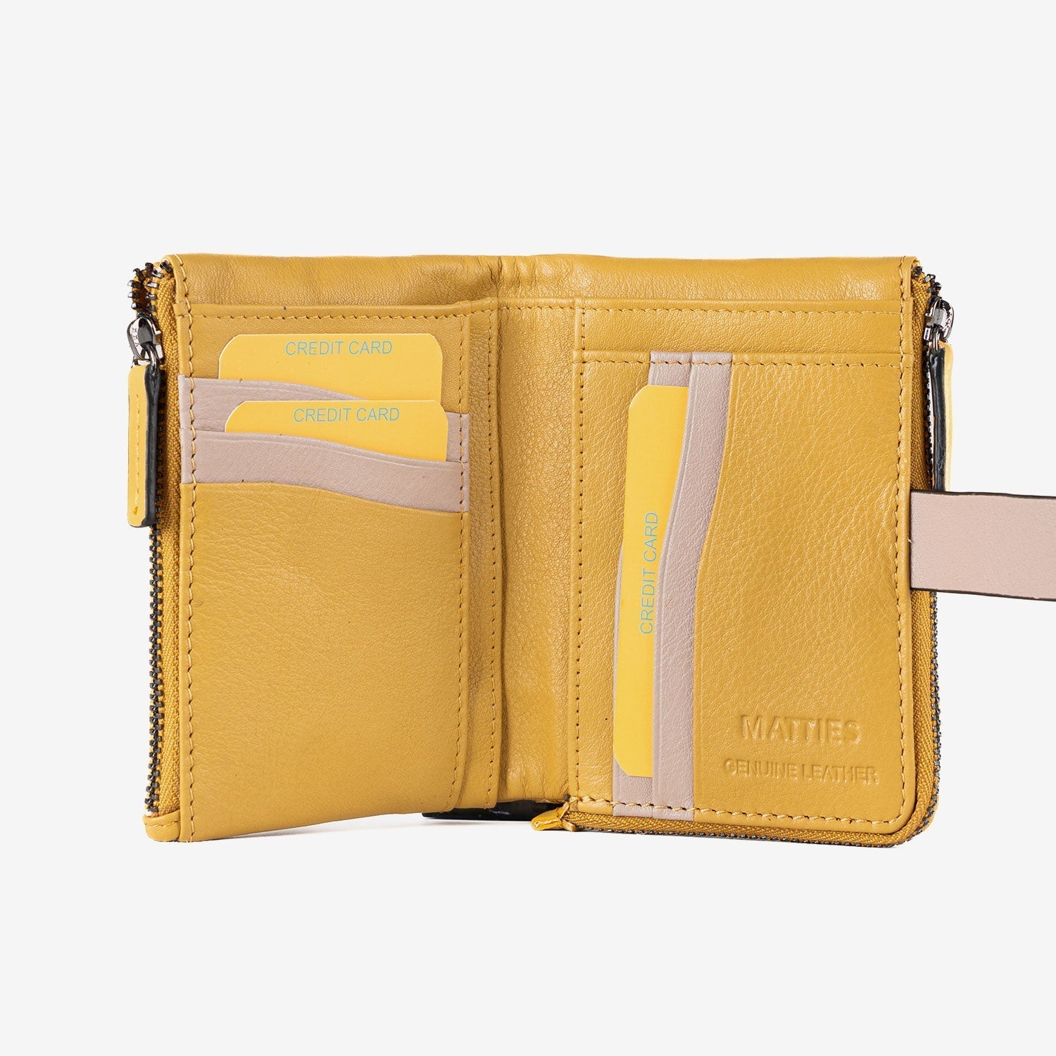 Billetero de piel para mujer, Serie laser leather. 12.5x09 cm - Matties Bags