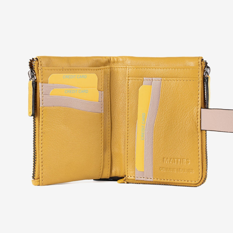 Billetero de piel para mujer, Serie laser leather. 12.5x09 cm - Matties Bags