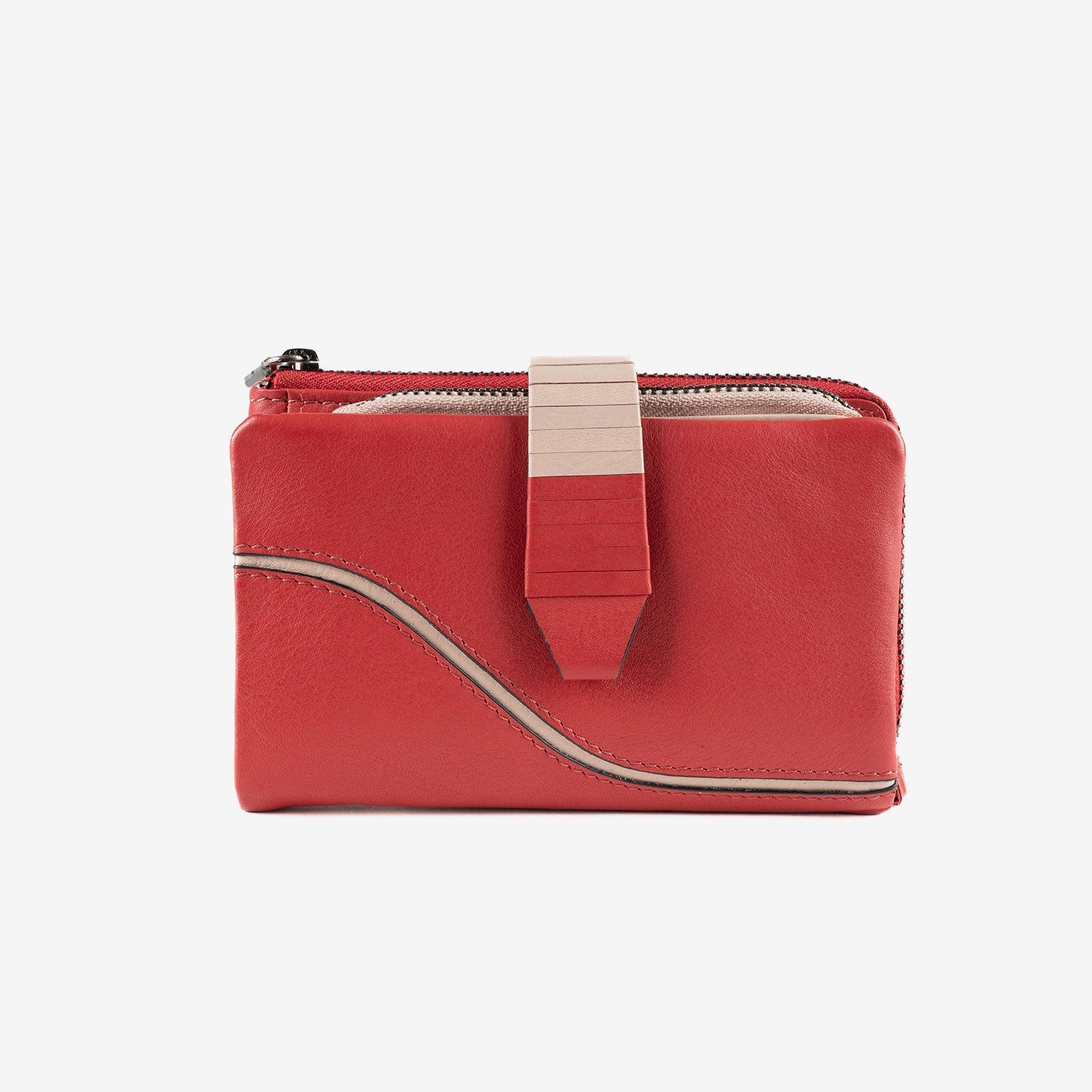 Billetero de piel para mujer, Serie line leather. 14.5x09 cm - Matties Bags