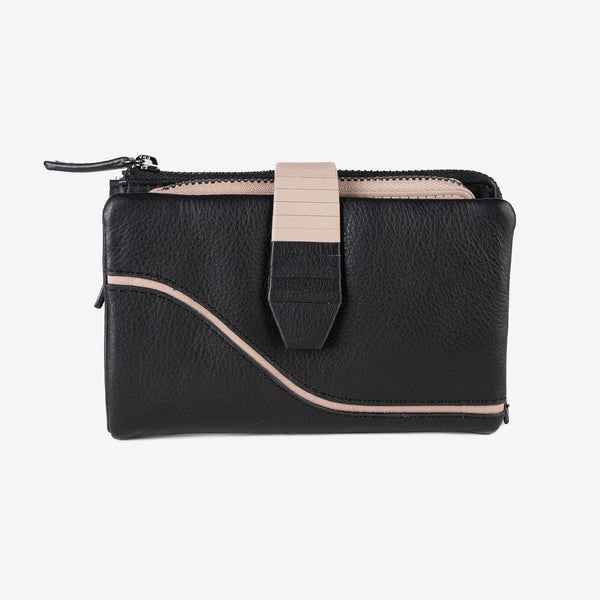 Billetero de piel para mujer, Serie line leather. 14.5x09 cm - Matties Bags