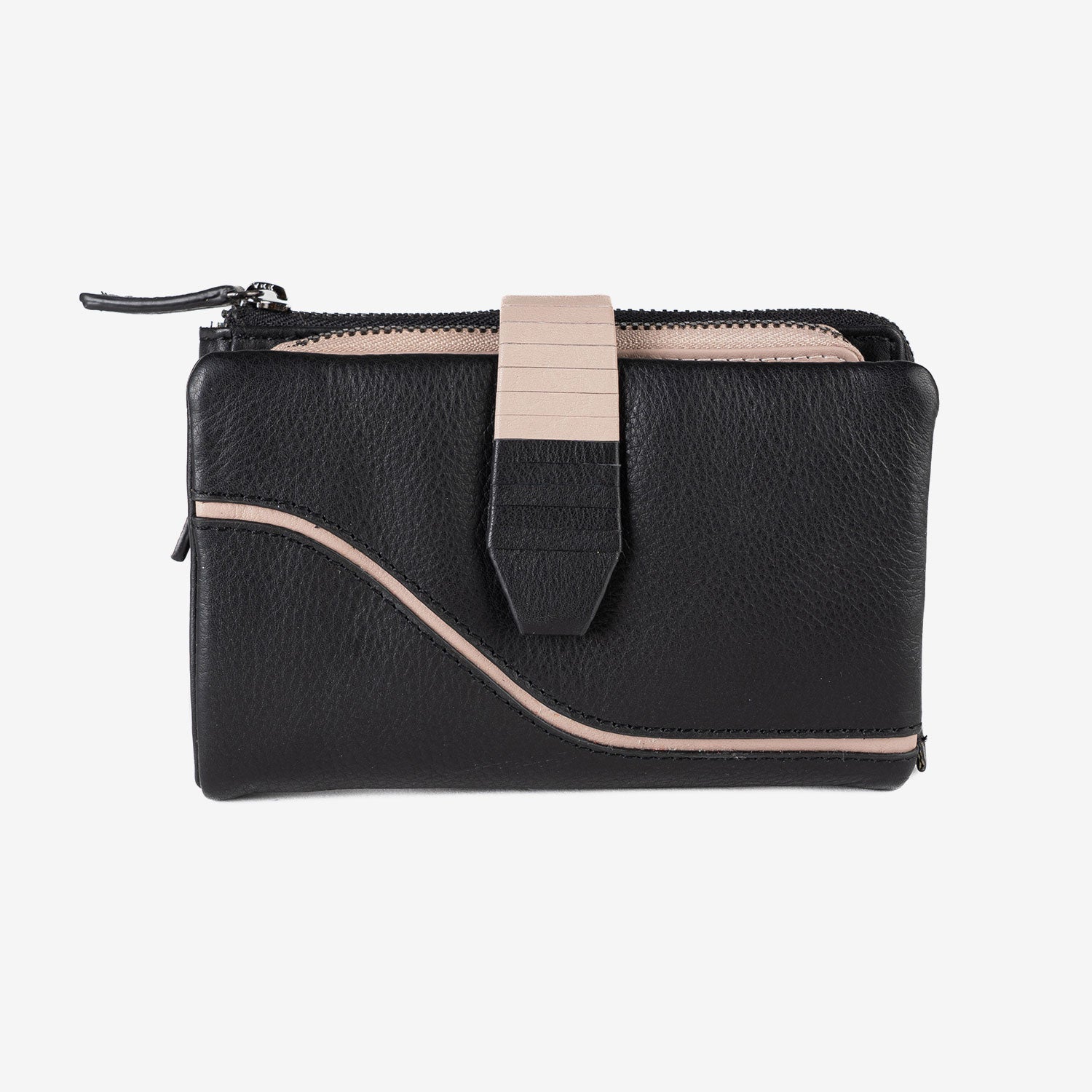 Billetero de piel para mujer, Serie line leather. 14.5x09 cm - Matties Bags