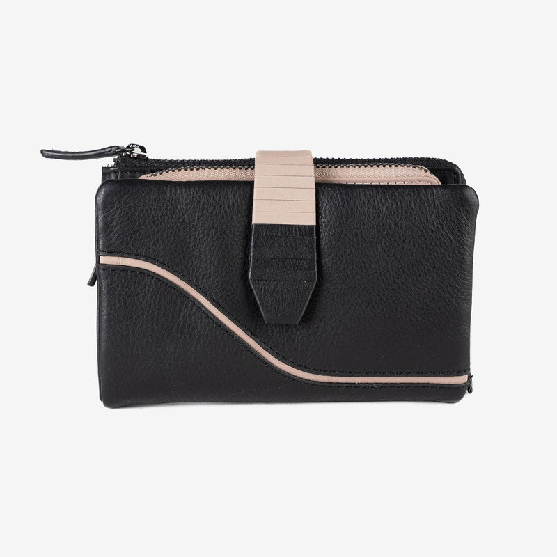 Billetero de piel para mujer, Serie line leather. 14.5x09 cm - Matties Bags