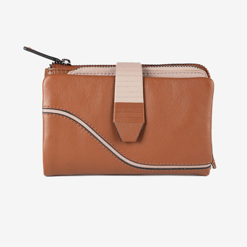 Billetero de piel para mujer, Serie line leather. 14.5x09 cm - Matties Bags
