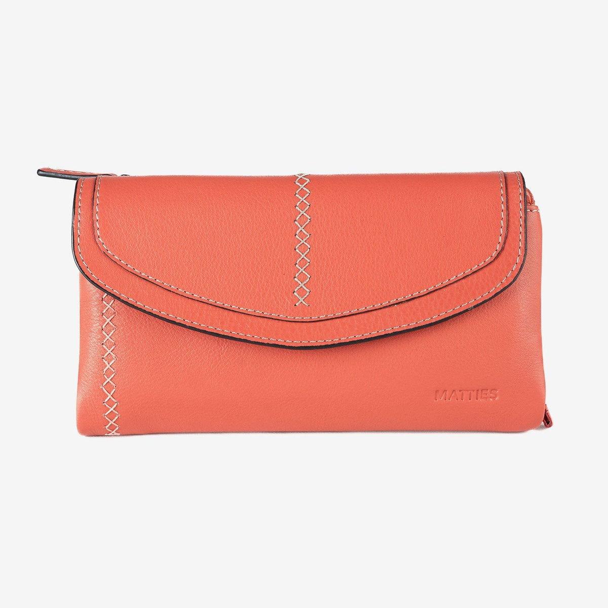 Billetero de piel para mujer, Serie stitch leather. 19x10 cm - Matties Bags