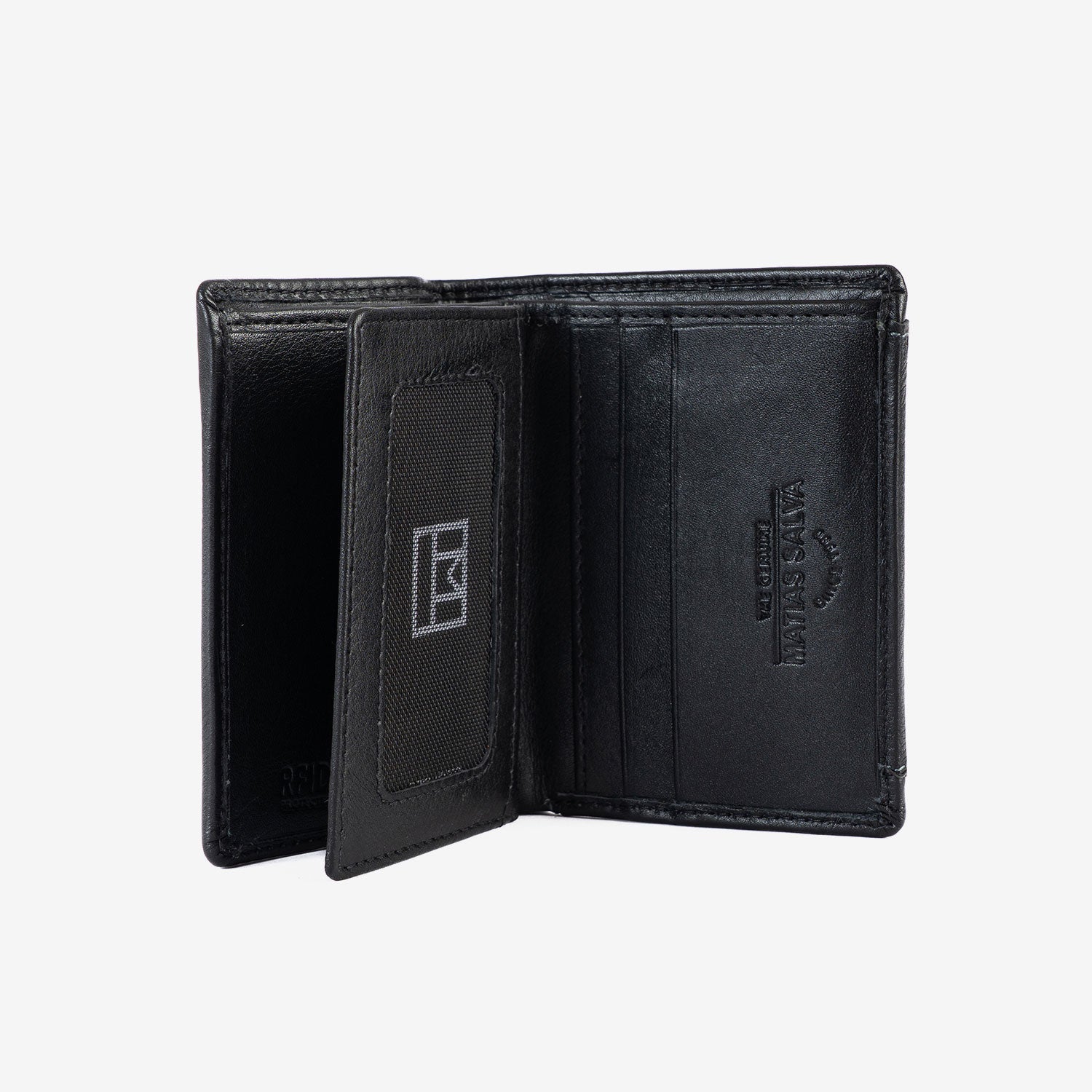 Billetero piel negro, Colección Exotic Leather. 10,5x8 cm - Matties Bags