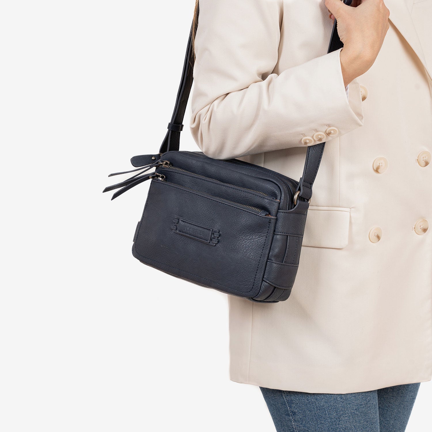Bolso bandolera, color azul - v, Serie Classic. 24x17x8 cm - Matties Bags